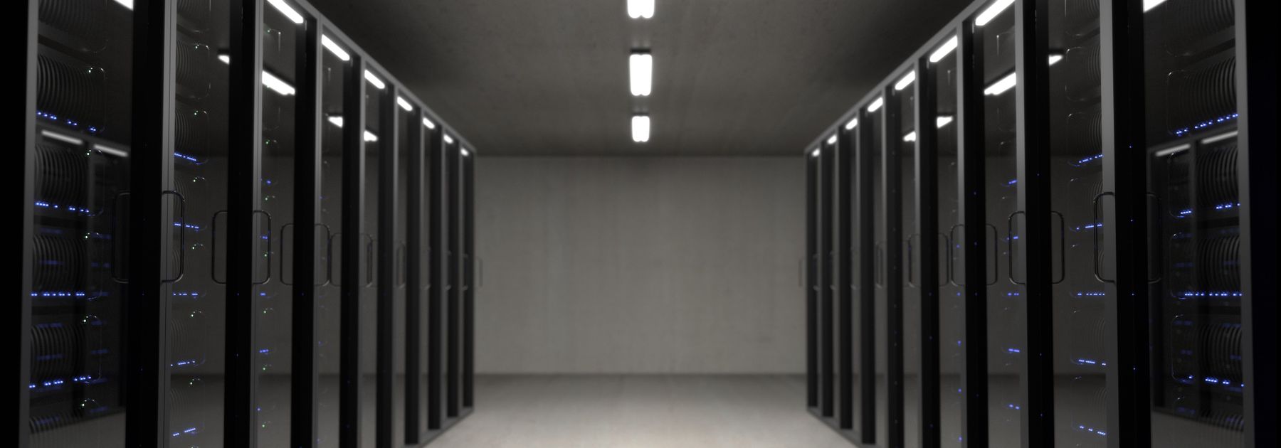 A row of server cabinets in a data centre